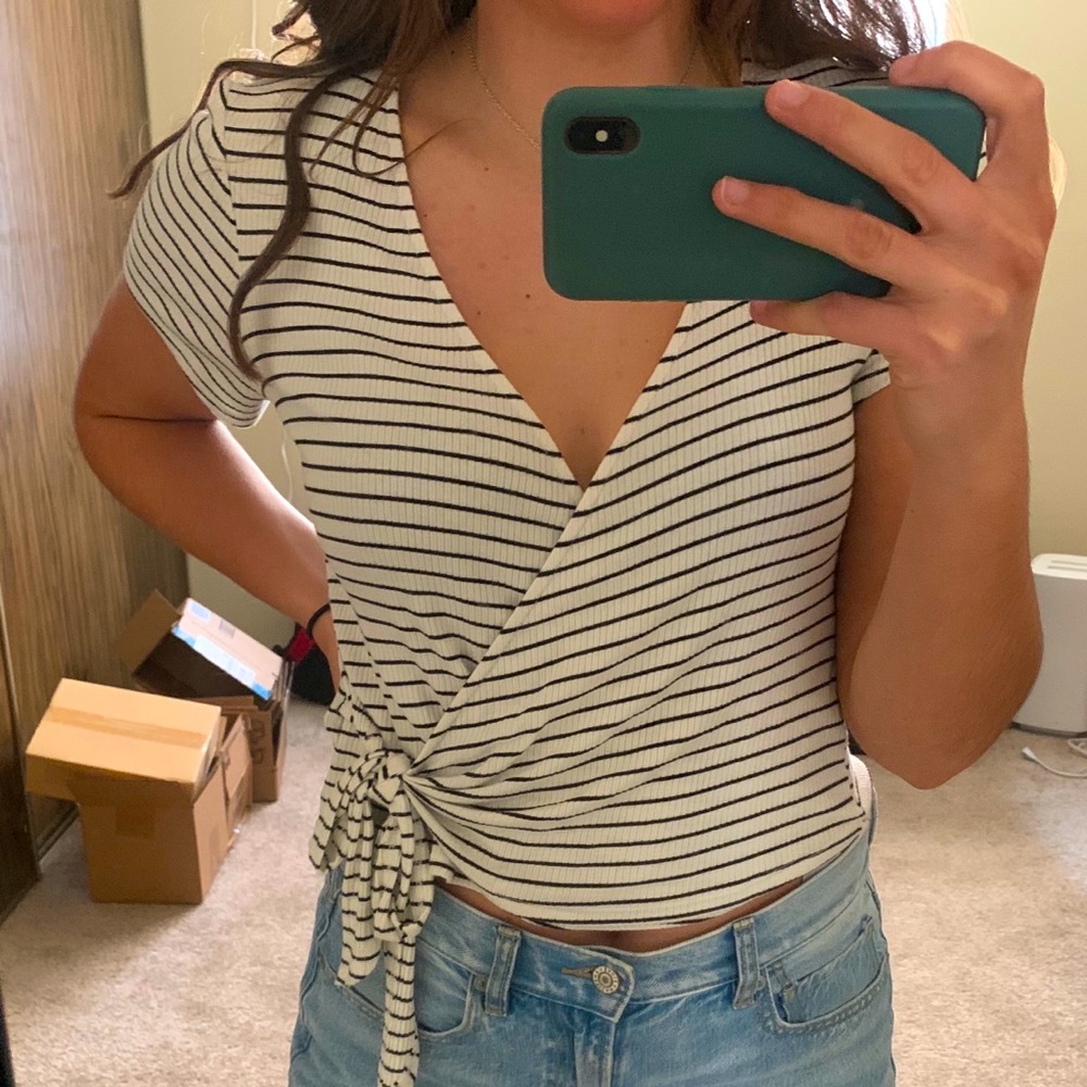 Black and White Striped Top